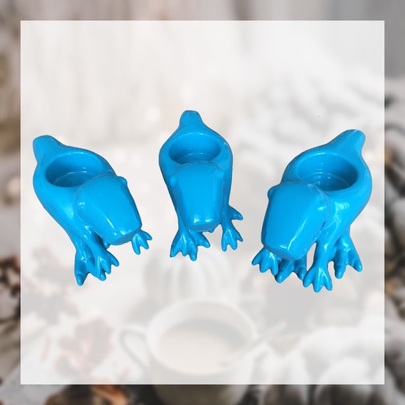 Set of 3 - CB2 Blue Dinosaur (T-Rex) Tea Light Candle Holders ๐ฆ - Picture 2 of 6